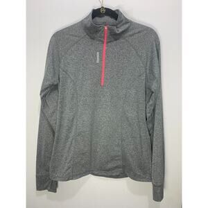 Reebok Womens Gray 1/4 Zip Pullover Size L Long Sleeve Activewear Lightweight